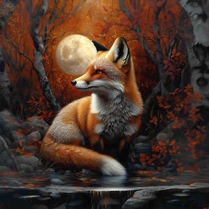 Panel velvet velour fox in the forest dimensions: approx. 45x45cm sewing pillow