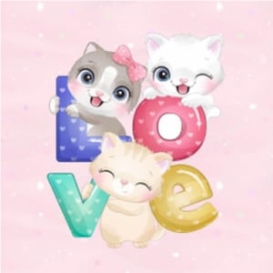 Panel French Terry - Panel French cats in love happy cats