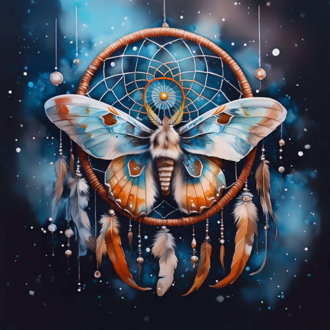 Panel Velvet Velur Insects Magical Insect Moth in Dream Catcher ...