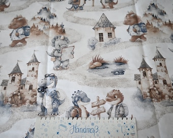 Cotton fabric dinos in fairyland 1.60 m wide cotton woven fabric decorative fabric animals
