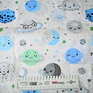 Cotton fabric woven fabric Cotton Cretonne Rockets Planets 1.60 m wide Cotton decorative fabric Patchwork