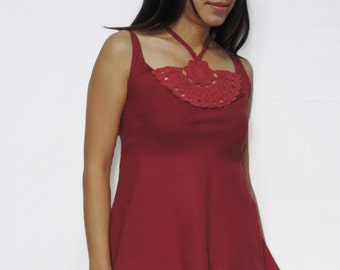 red blouse - red shirt - sleeveless blouse - loose shirt - cotton blouse - loose top - sexy tops - sleeveless top - cotton tops - TOP024