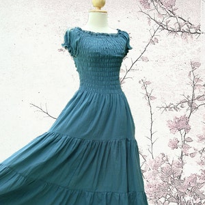 Summer Maxi Dress in Cadet Blue Smocked Dress / off the Shoulder Dress ...