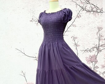 Women Bohemian Dress Purple Plum Maxi ...