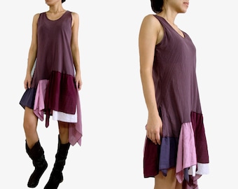 Babydoll Dress / Women patchwork Dress / Lavender Purple Pixie dress - Summer Layer tunic mini dress / Summer Spring Fashion - SF SD008