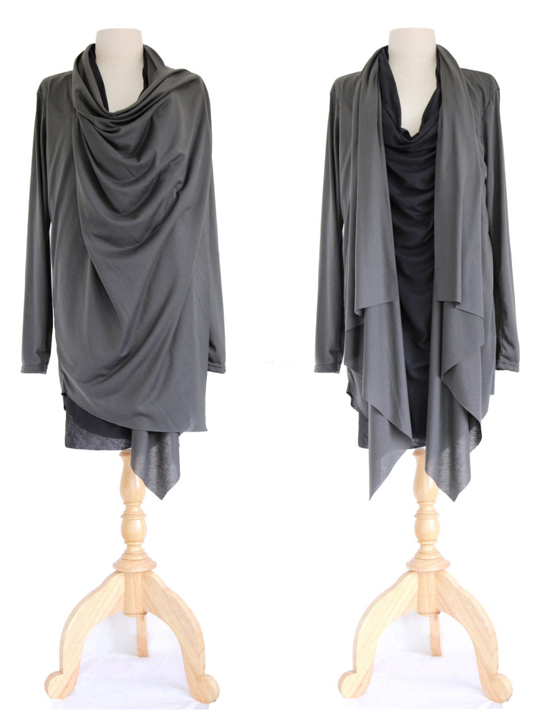 Women Dark Grey Light Jacket Long Wrap Cardigan Open Front - Etsy