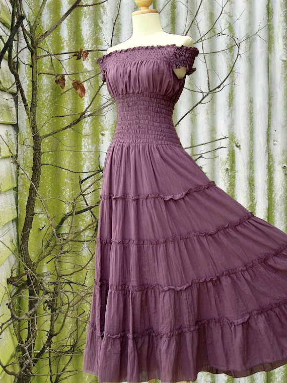 Lavender Purple Maxi Dress / Summer Cotton Dress / Off The Etsy