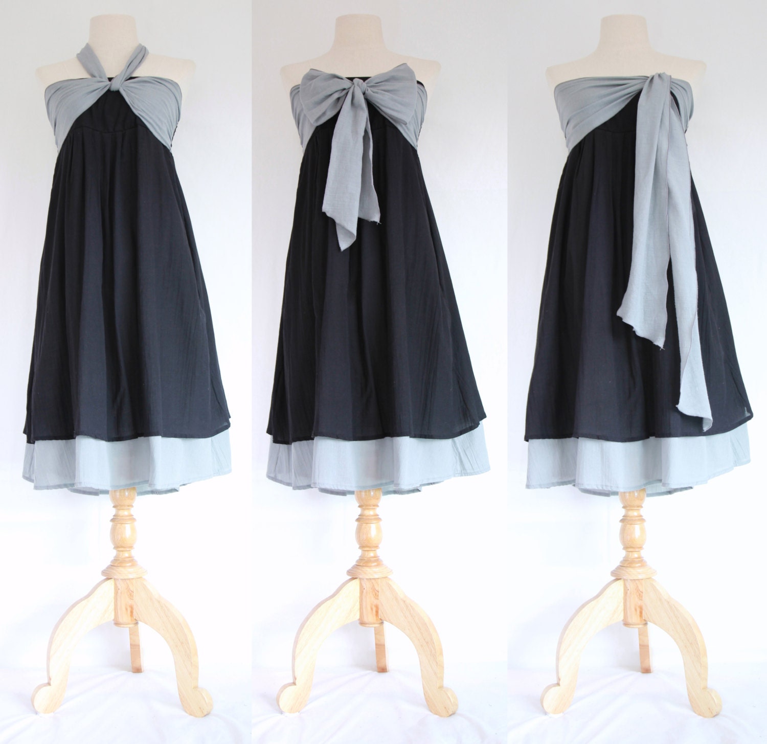 Bridesmaid Dress in Black Strapless Dress Prom Dress Soft Cotton Dress ...
