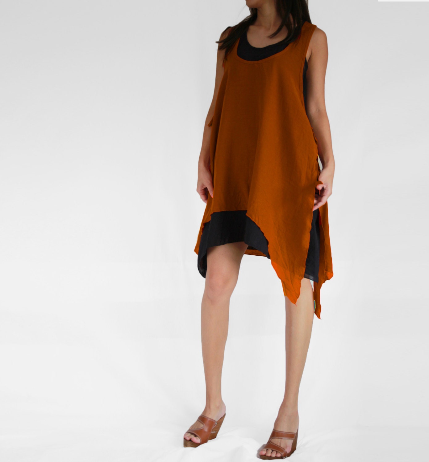 burnt orange cotton dress