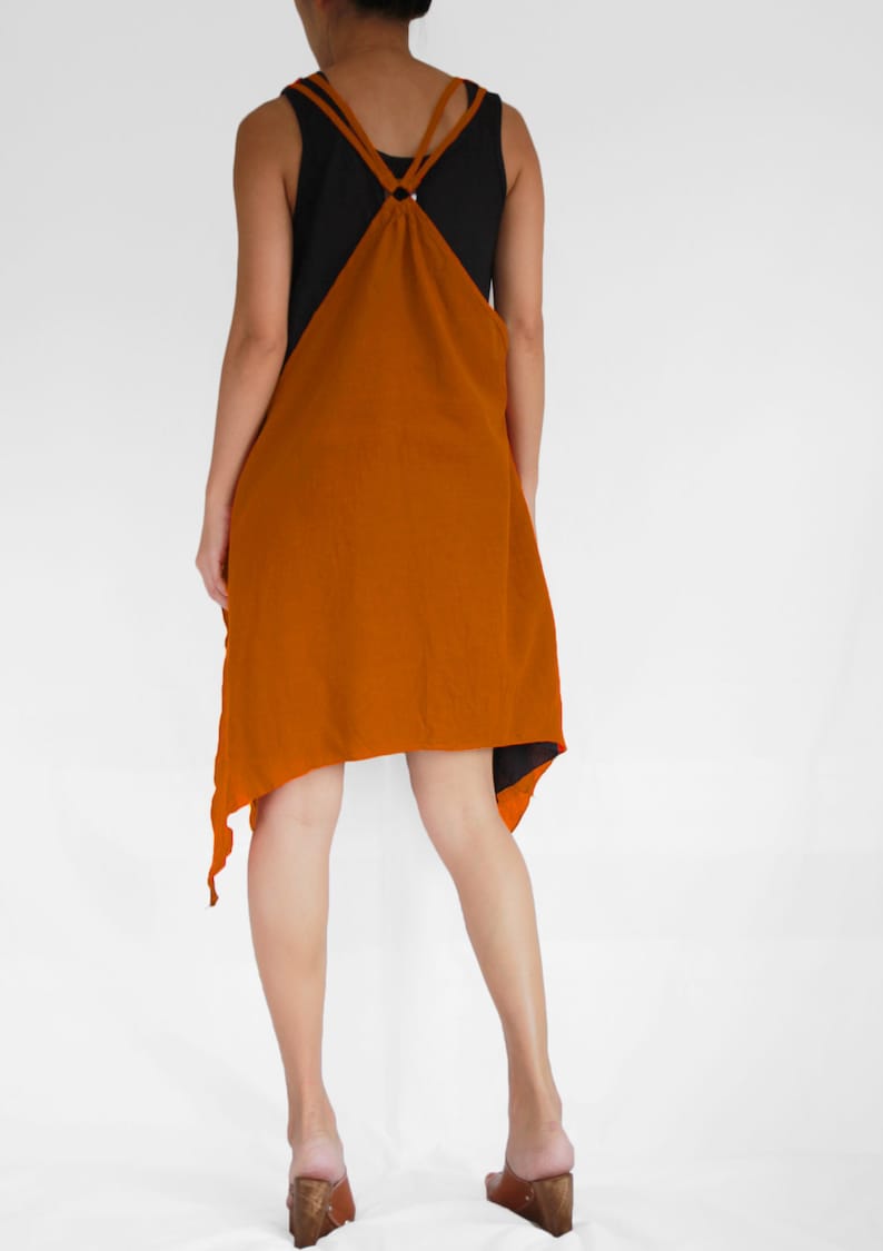 Burnt Orange Mini Dress / Orange Mini Dress / Cotton Summer Etsy