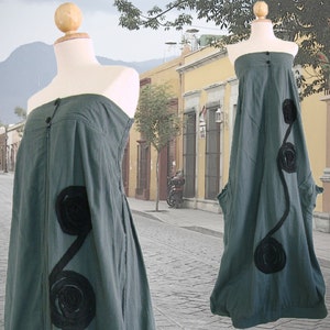 Floor Length Dress Women Maxi Dress Long Loose Cotton Dress With Pockets Smocked Strapless Dress Summer Casual Outfit in Grey  - LD001