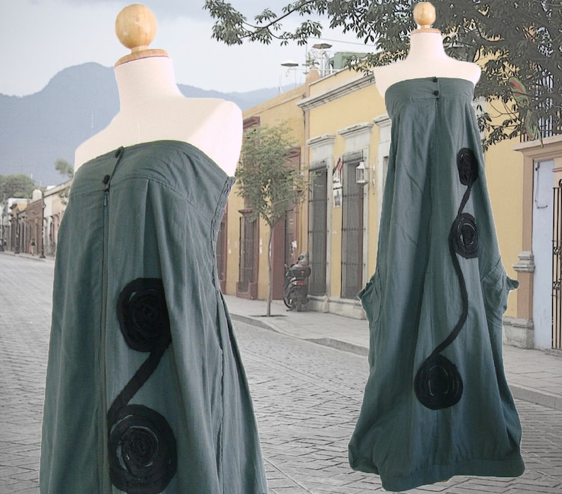 strapless maxi dress with pockets