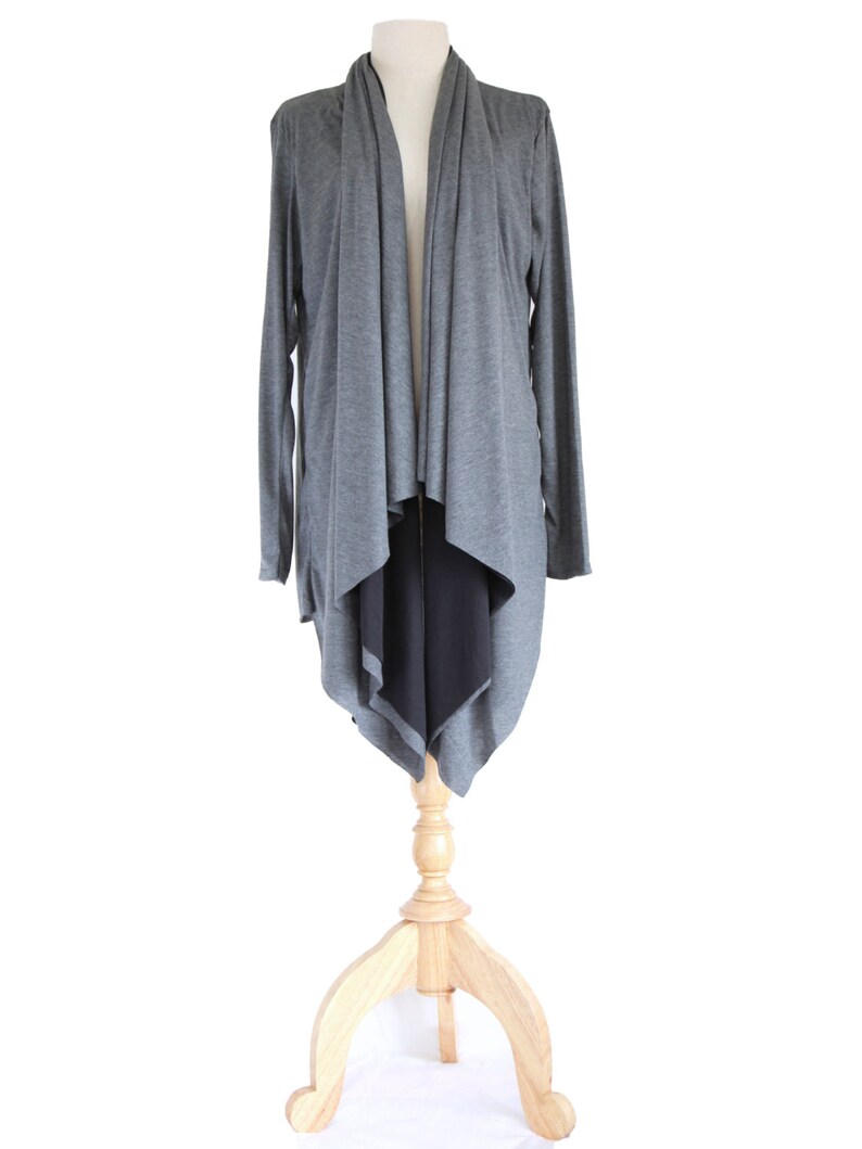 Long Sleeve Cardigan Wrap Sweater Boho Jacket in Black Grey Etsy