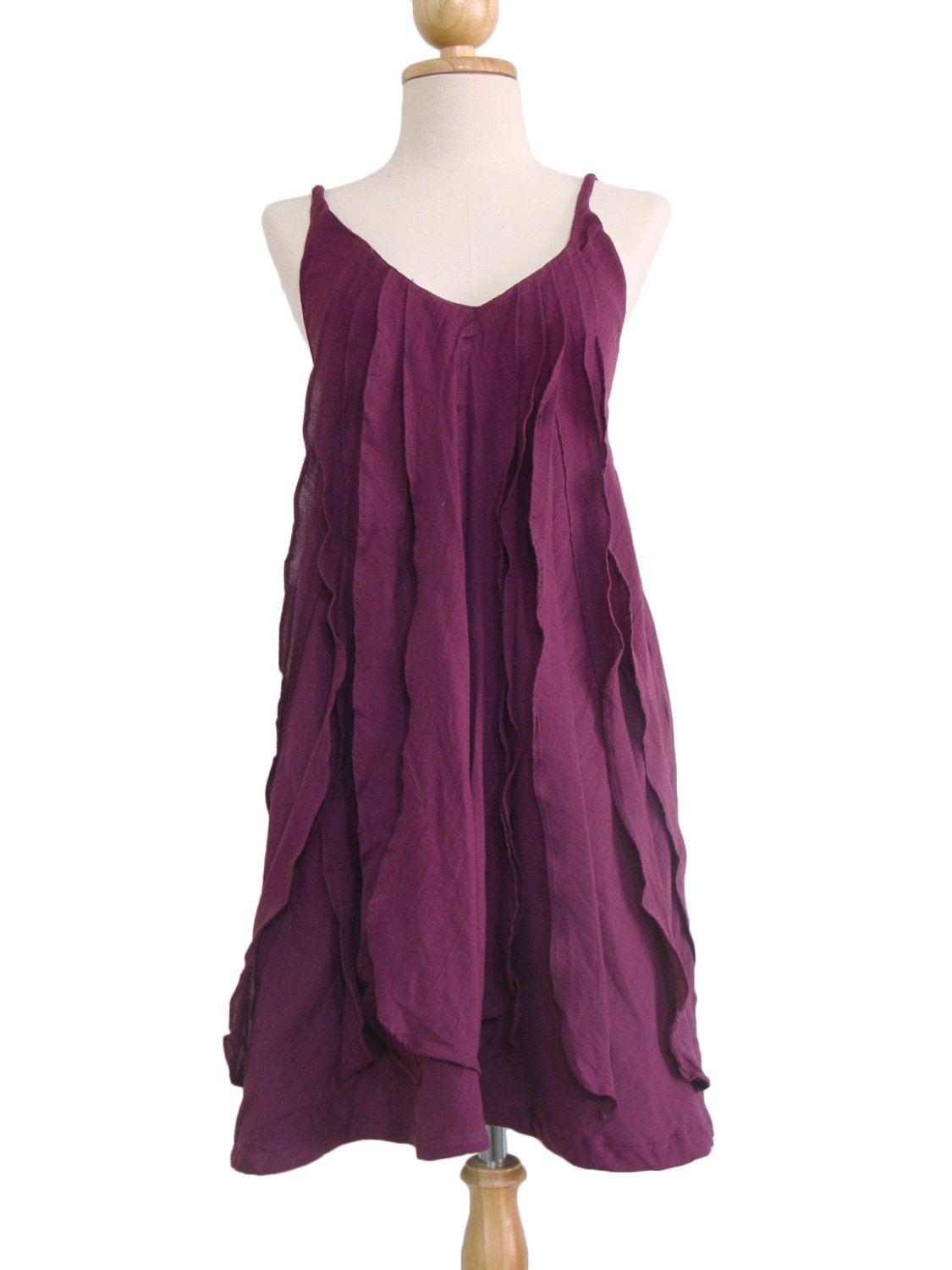 Ruffle Dress Light Summer Cotton Knee Length Dress in Burgundy - Etsy