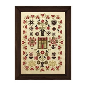 Librarian&#39;s House sampler - cross stitch pattern - PDF digital download