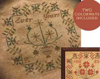 Lost Love Letter cross stitch pattern - PDF digital download - antique, Valentine's Day