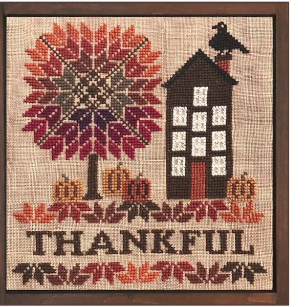 Thankful - cross stitch pattern - instant PDF digital download - Fall, Thanksgiving