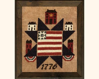 Patriotic Patchwork - cross stitch pattern - PDF digital download