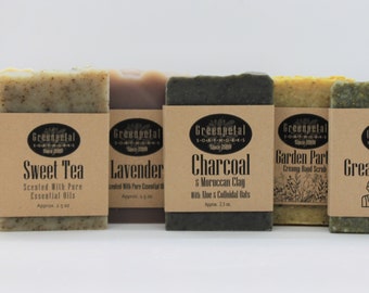 Cold Processed 100% Natural Soap | Half Sized Bars| Mini Soap | Free Shipping | Vegan Soap | Gardener Gift | Birthday Soap Gift for him her