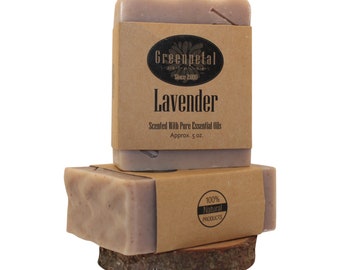 100% Natural LAVENDER Essential Oil Cold Processed Moisturizing Soap, Large 5 oz Vegan soap bars, Hand Body Bar Soap, Made Canada