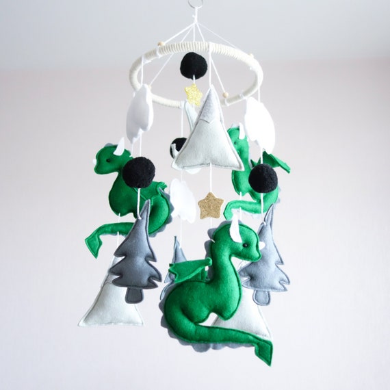Dragon Baby Crib Felt Mobile Nursery Decor Cuna Movil Etsy