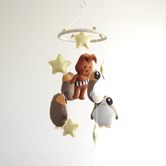 Star Wars Baby Crib Felt Mobile Porgs Chewbacca Chemie Porg Etsy