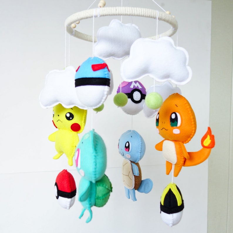 Pokemon Baby Crib Felt Mobile Nintendo Nursery Etsy