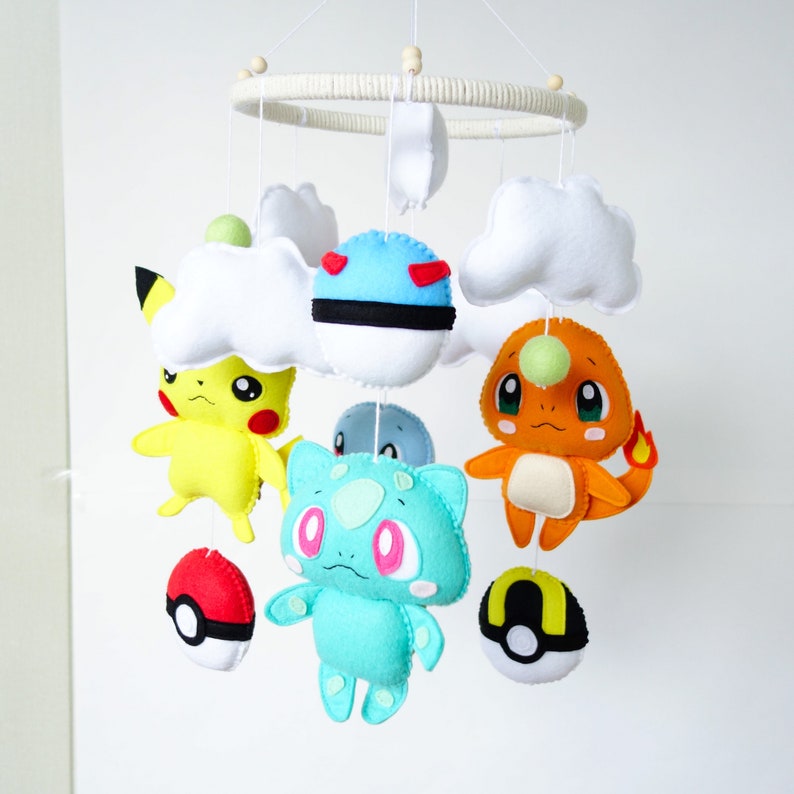 Pokemon Baby Crib Felt Mobile Nintendo Nursery Etsy