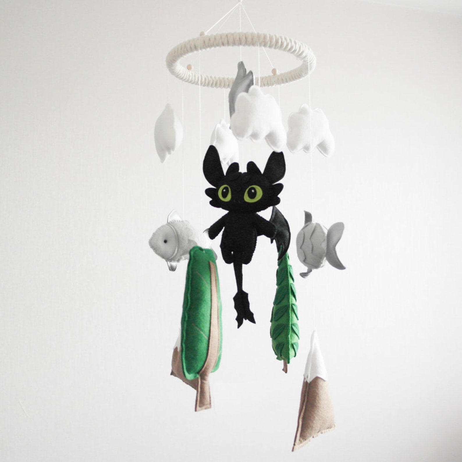 How To Train Your Dragon Baby Felt Crib Mobile Toothless Black Etsy