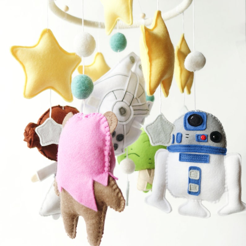 Star Wars Felt Baby Crib Mobile Leia R2D2 Ewok Yoda Etsy