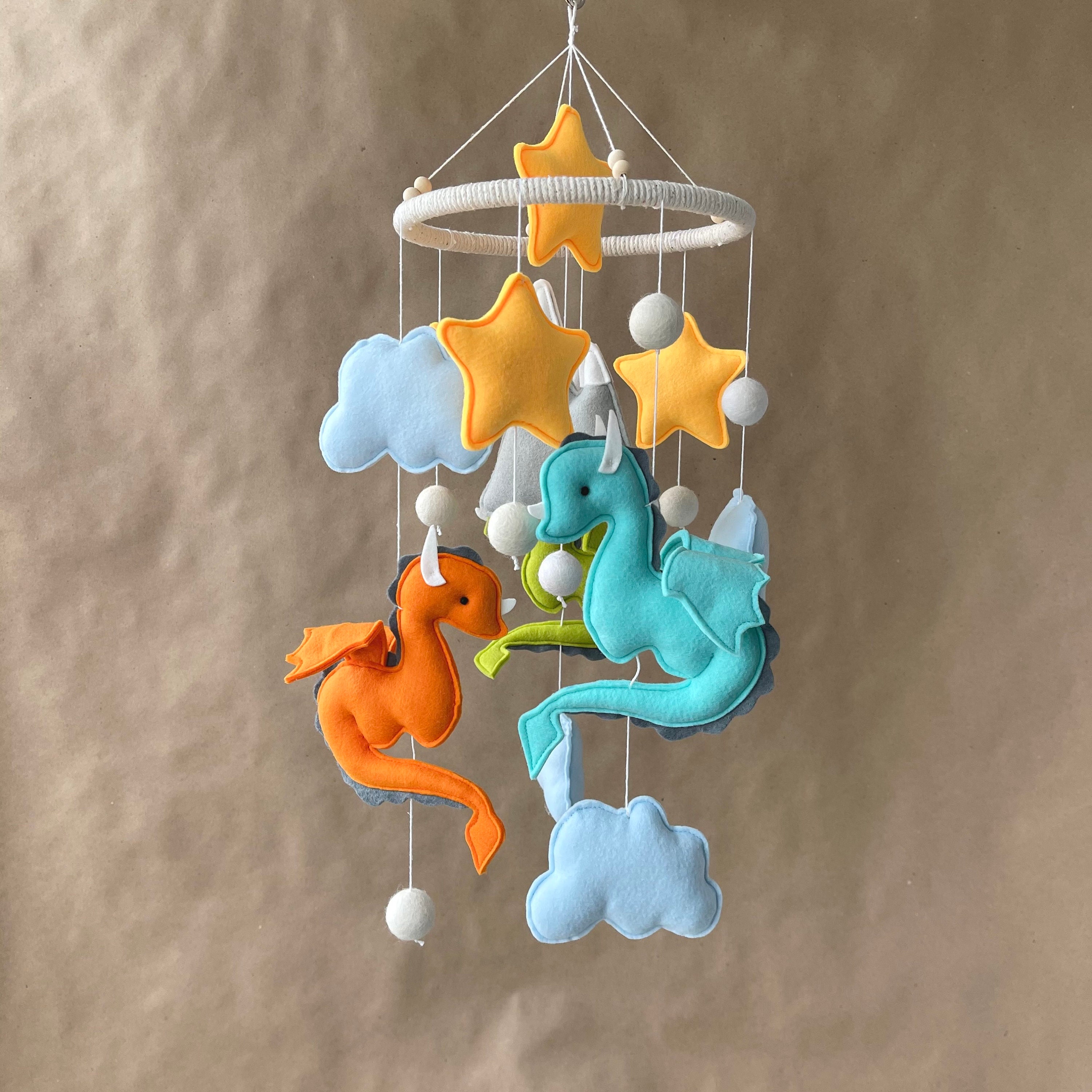 Dragon Crib Felt Mobile Nursery Decor Baby Shower Gift Idea Etsy