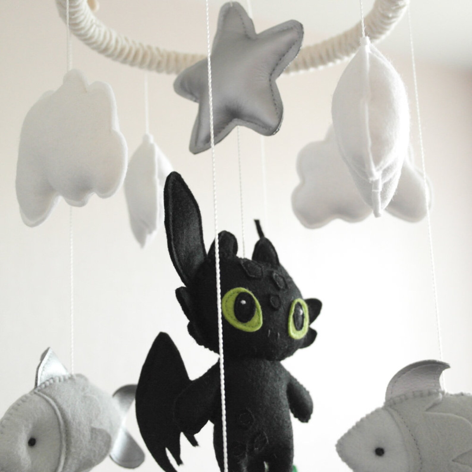 How To Train Your Dragon Baby Felt Crib Mobile Toothless Black Etsy
