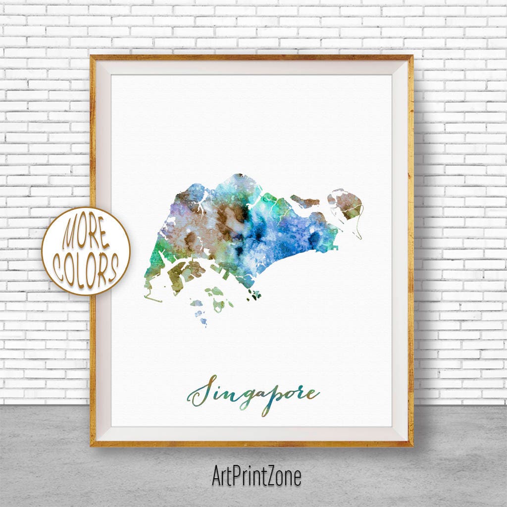  Singapore  Map Decor  Singapore  Print Singapore  Art  Print 