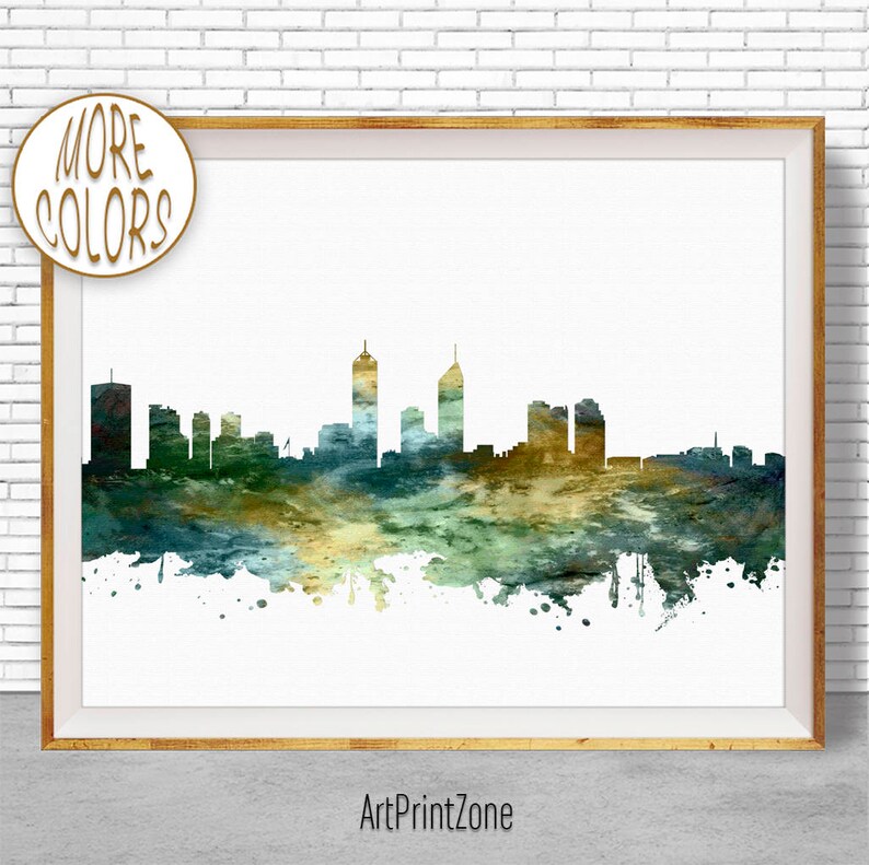 Perth Print Perth Skyline Art Perth Australia Office Decor Etsy