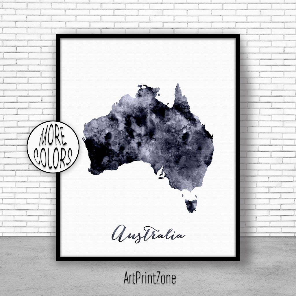 Australia Print Australia Art Print Home Decor Australia Map Art Wall