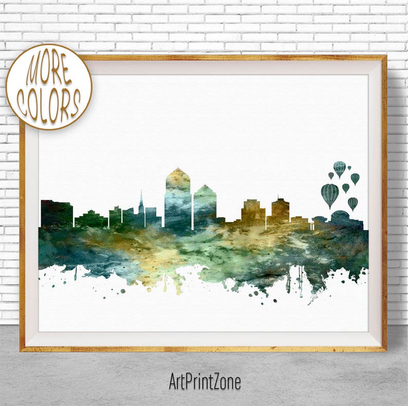 Albuquerque Print Albuquerque Skyline Albuquerque New Mexico Etsy