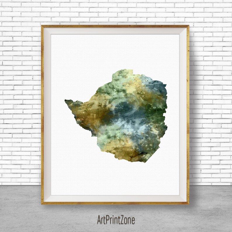 Zimbabwe Art Travel Map Zimbabwe Map Art Travel Decor Travel Etsy