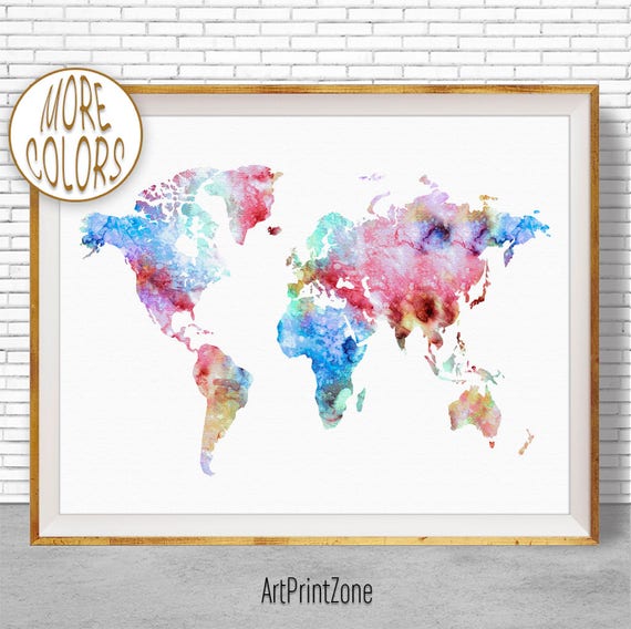 Carte Monde Impression Carte Murale Art Monde Imprimer Monde Carte Affiche Bureau Impressions Bureau Art Voyage Voyage Affiche Estampes Artprintzone