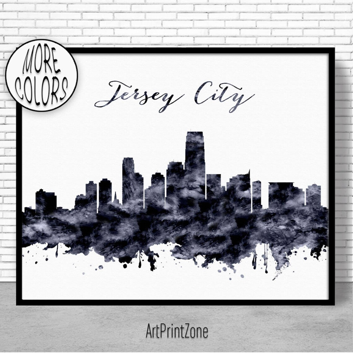 Jersey City Print Jersey City Skyline New Jersey Office Decor Etsy