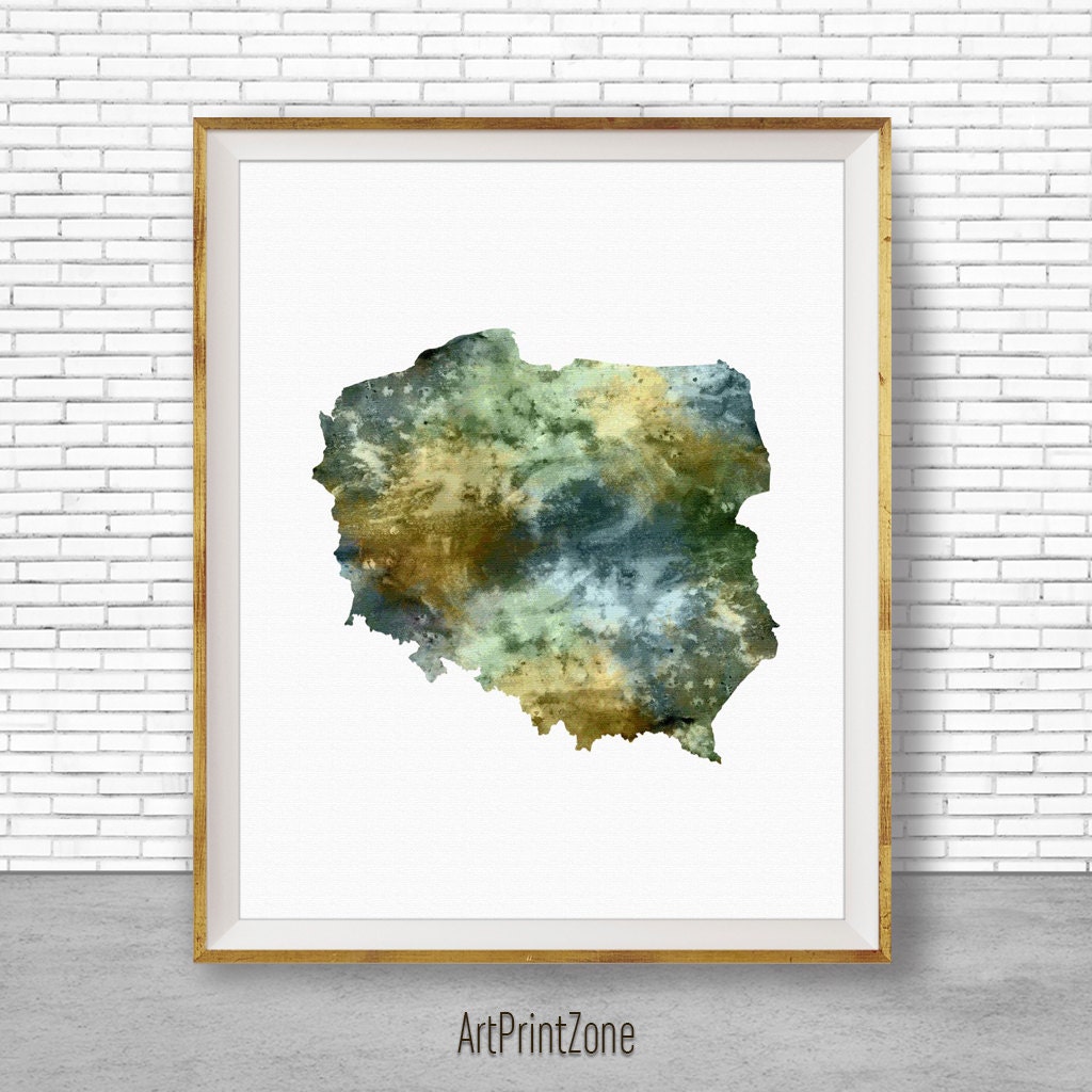 Polen Karte Kunst Polen Druck Aquarell Karte Malerei Karte Etsy