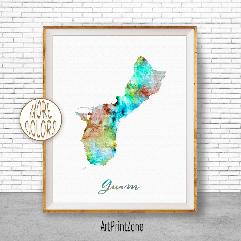 Guam Map Art Guam Print Guam Art Print Home Decor Wall Prints Etsy
