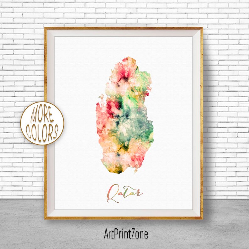Qatar Map Art Qatar Print Qatar Art Print Home Decor Wall ...