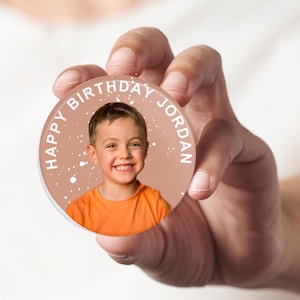 Personalized Photo Birthday Button: Custom Party Favor Pin