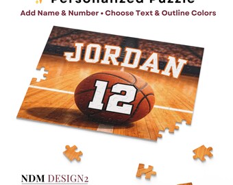 Personalized Basketball Name & Number Puzzle | Custom Basketball Player Gift | School sport gift | Team Gift Idea | 48 or 120 Piece Puzzle