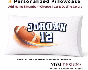Personalized Football Name & Number Pillowcase | Custom Football Pillow | Sport Pillow | Kids Football Gift | Team Gift | Custom Name Pillow
