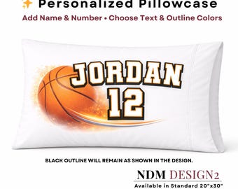 Personalized Basketball Name & Number Pillowcase | Custom Basketball Pillow | Sports Pillow | Basketball  | Team Gift | Custom Name Pillow