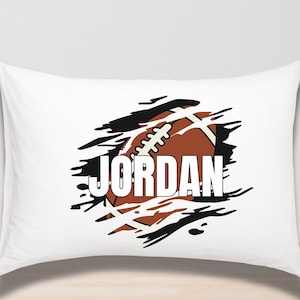 Custom Football Pillowcase for Boys – Personalized Name Sports Pillow Cover – Youth Football Room Decor – Athlete Gift for Kids or Teens