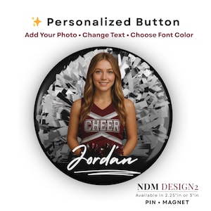 Custom Cheerleading Photo Button: Team Spirit Gift, Senior Night Keepsake