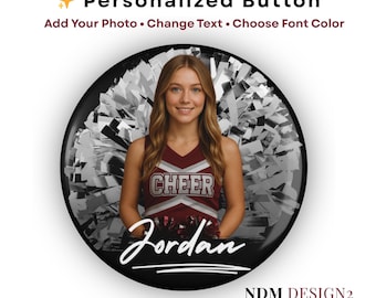 Custom Cheerleading Photo Button: Team Spirit Gift, Senior Night Keepsake