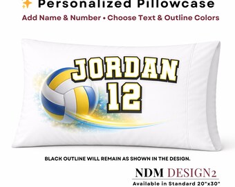 Personalized Volleyball Name & Number Pillowcase | Custom Volleyball Pillow | Sports Pillow | Volleyball  | Team Gift | Custom Name Pillow